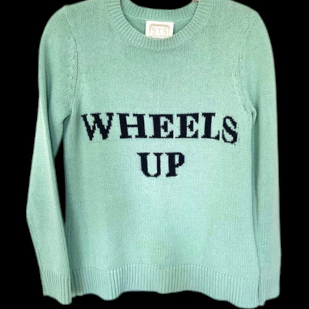 Sail to Sable STS  Women's "Wheels Up" Mint Green Cotton Pullover Sweater Sz. XS